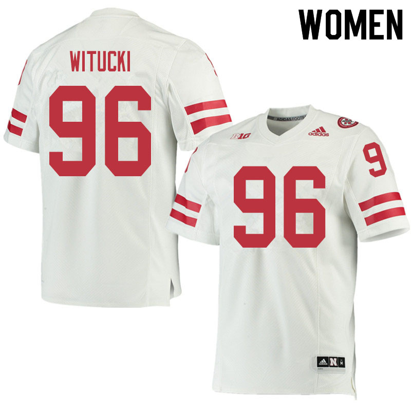 Women #96 Camden Witucki Nebraska Cornhuskers College Football Jerseys Sale-White